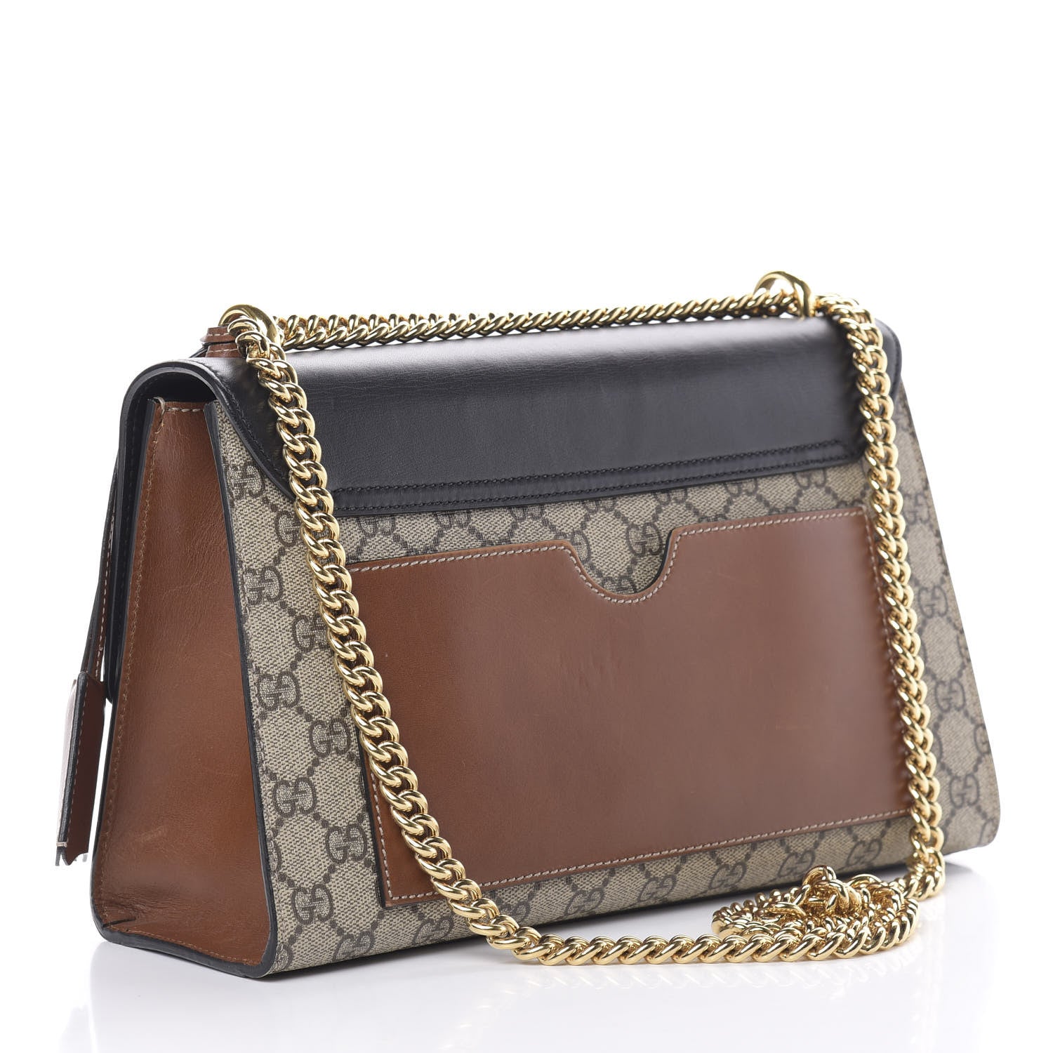 Gucci GG Supreme Monogram Calfskin Medium Padlock Shoulder Bag Beige Black Cuir 3 of 16