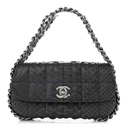 Chanel Snakeskin 3 Chain Flap Dark Blue 1 of 10