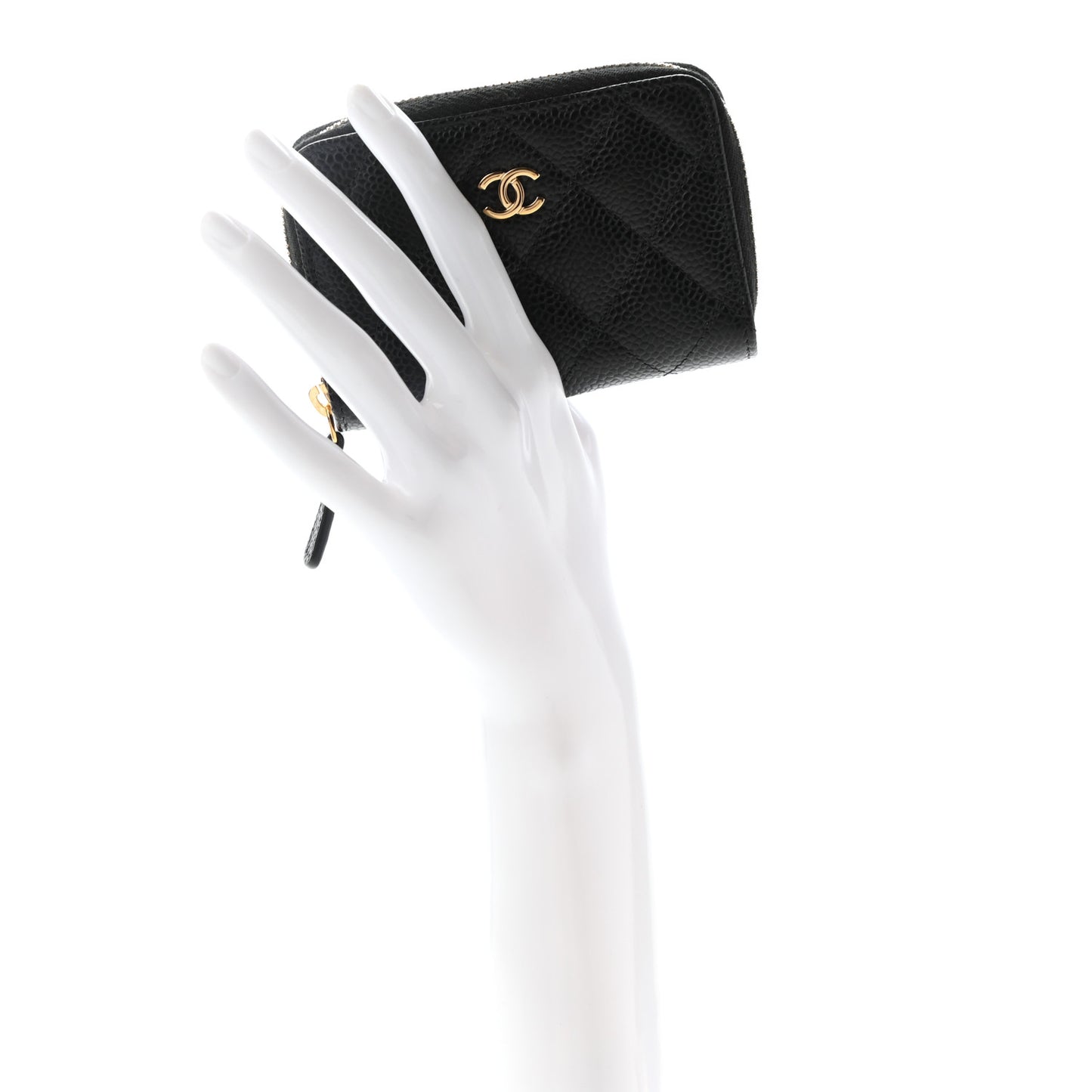 Caviar Quilted Zip Coin Purse Black