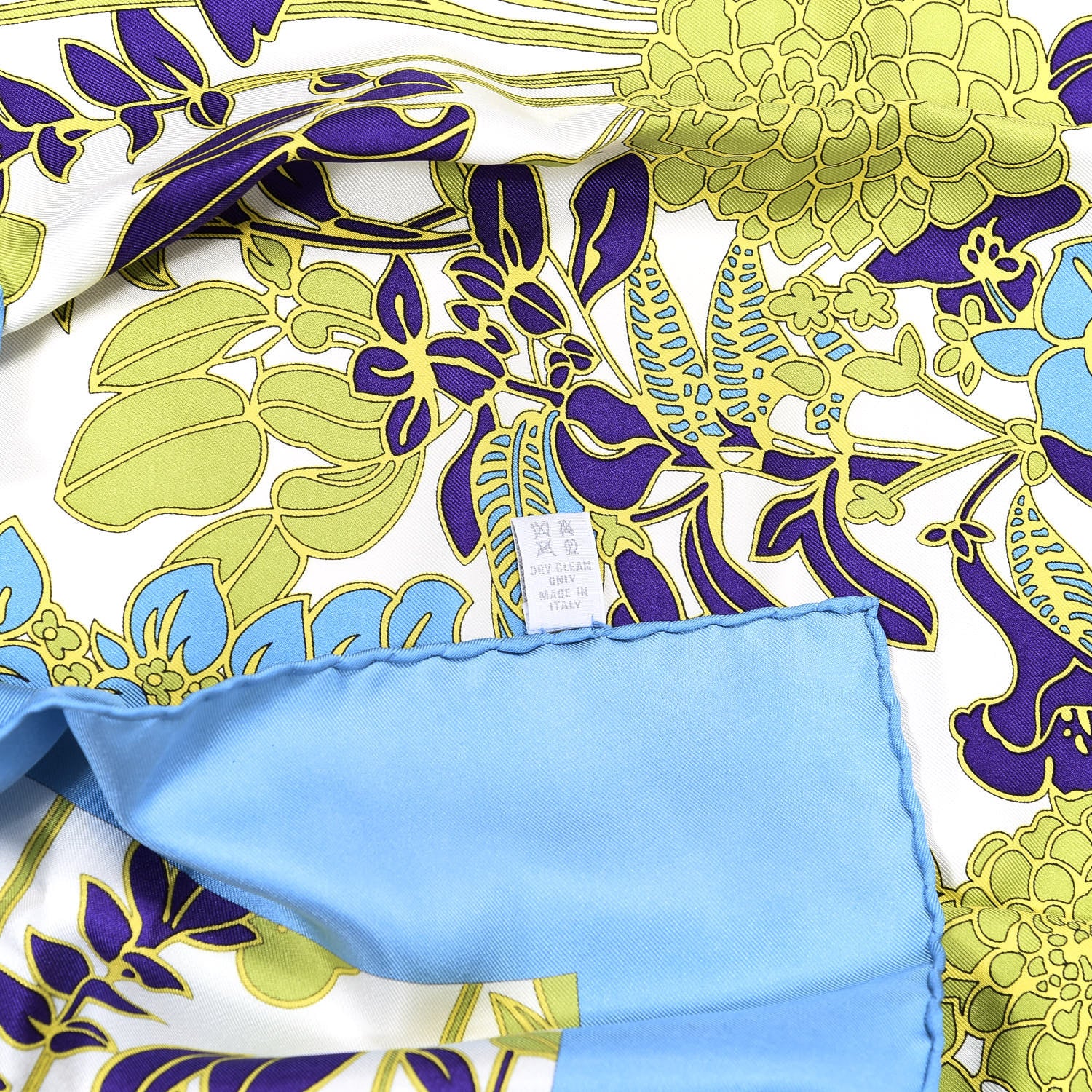 Burberry Silk Floral Print Square Scarf Blue 3 of 7