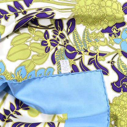 Burberry Silk Floral Print Square Scarf Blue 3 of 7