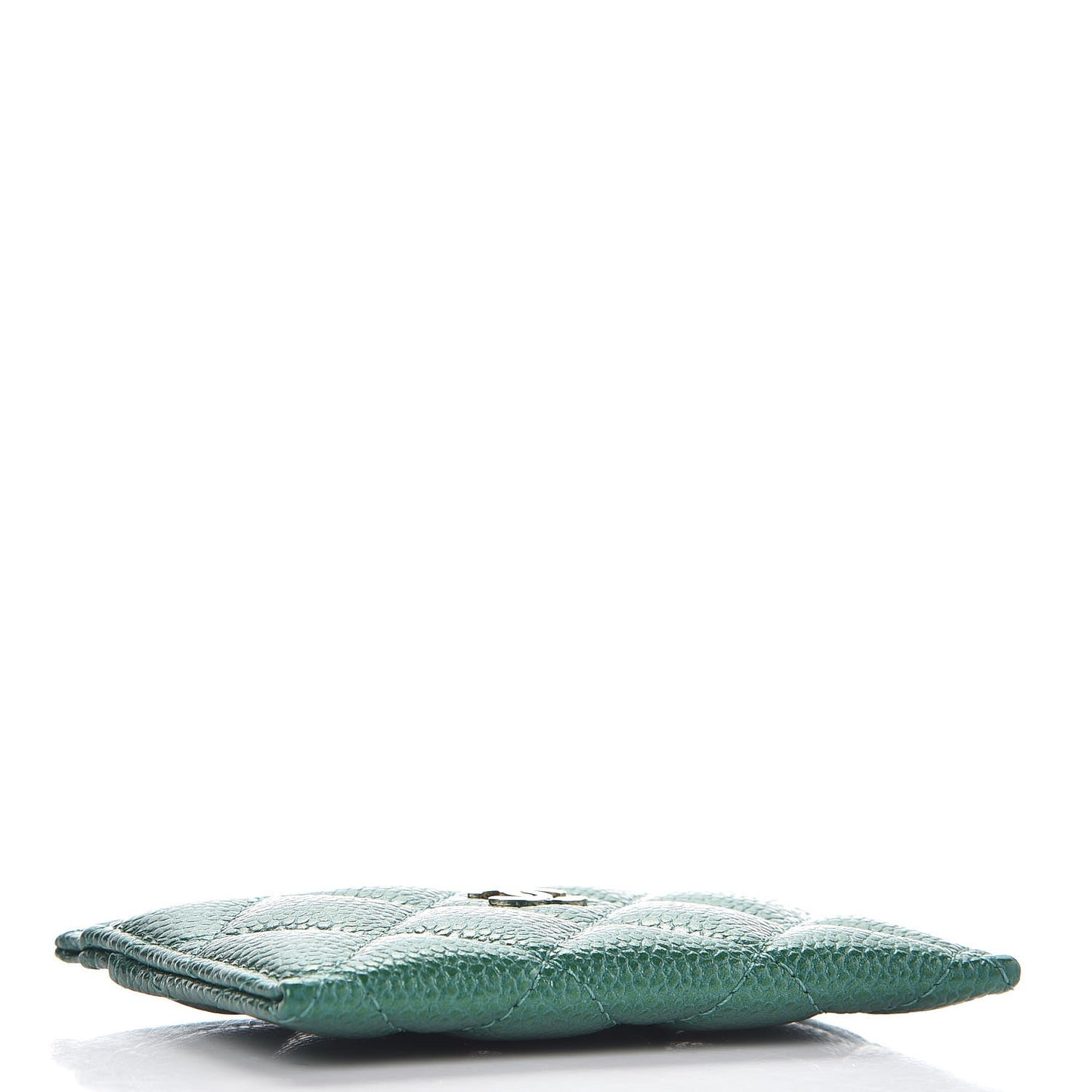 Metallic Caviar Quilted Card Holder Green
