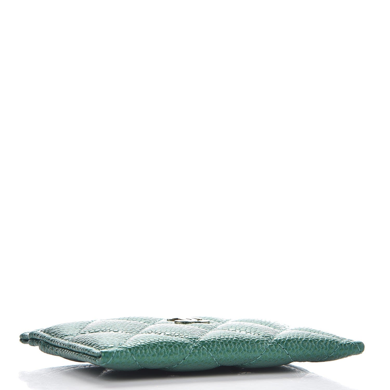 Chanel Metallic Caviar Quilted Card Holder Green 4 of 9