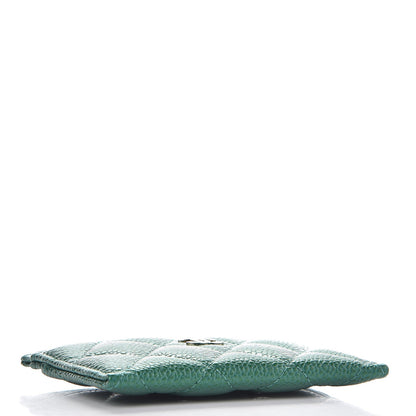 Chanel Metallic Caviar Quilted Card Holder Green 4 of 9