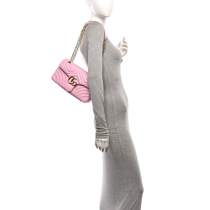 Gucci Lambskin Matelasse Medium GG Marmont Shoulder Bag Light Pink 2 of 12