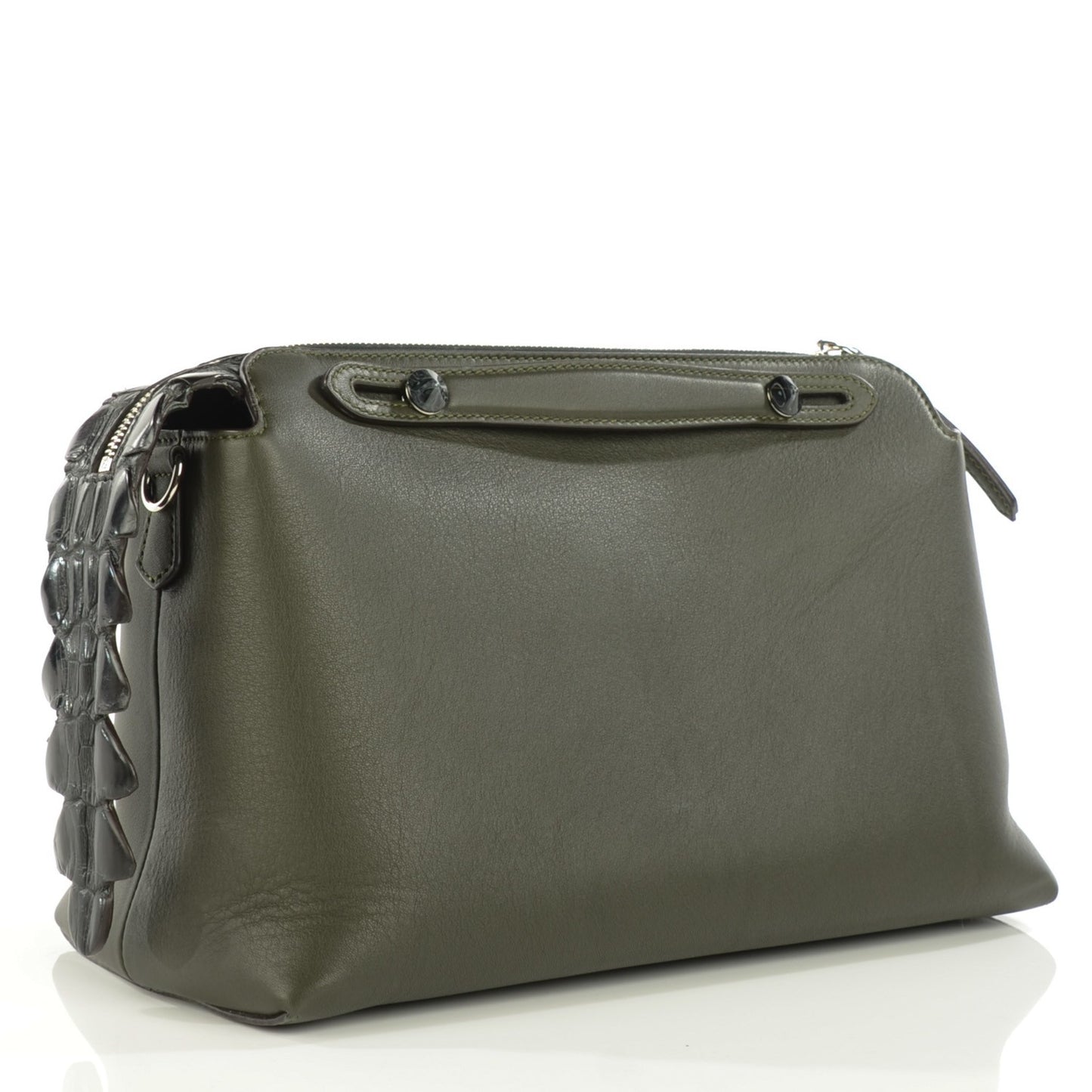Vitello Dolce Croc Tail Large By The Way Boston Bag Verde Prato Black
