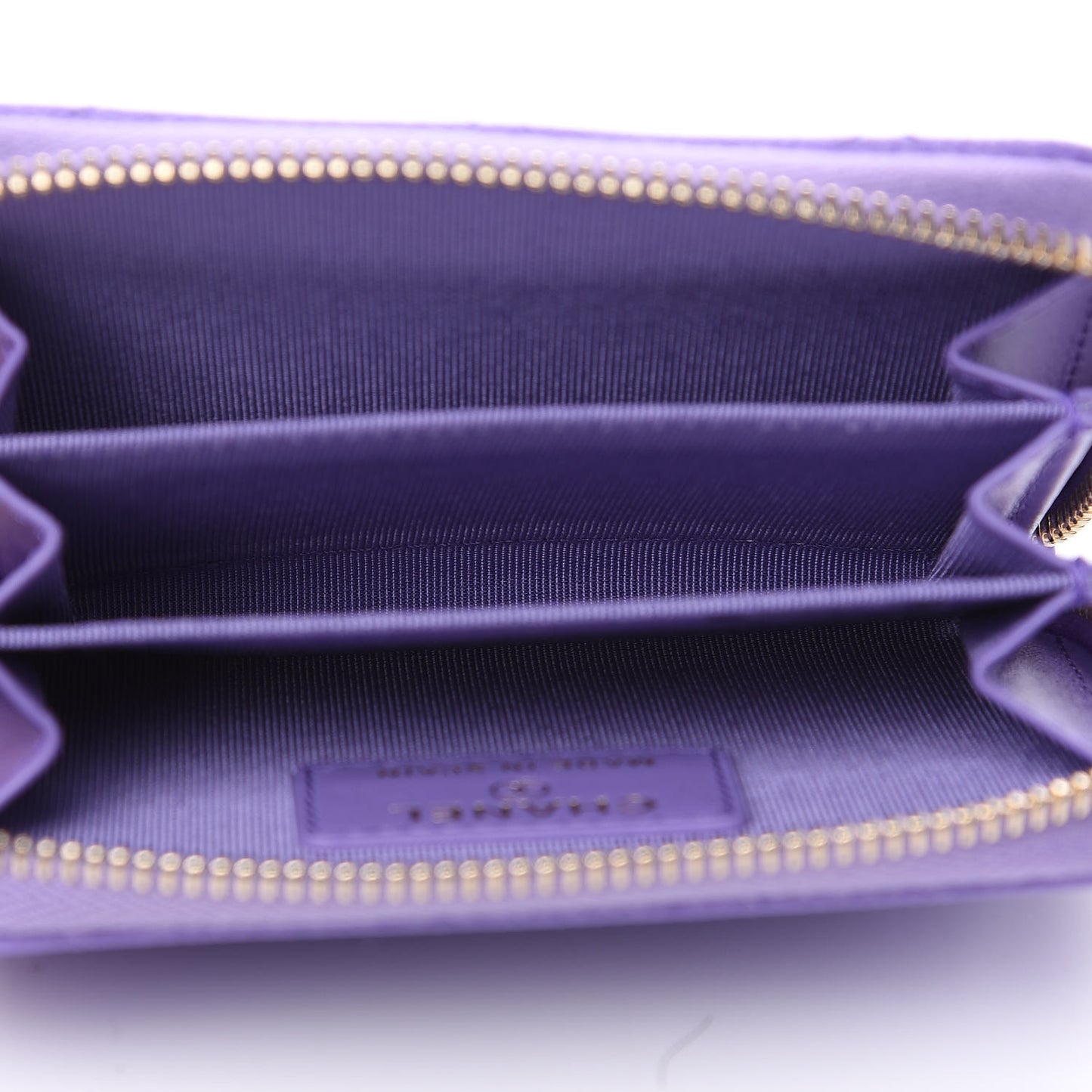 Caviar Quilted Zip Around Coin Purse Wallet Purple