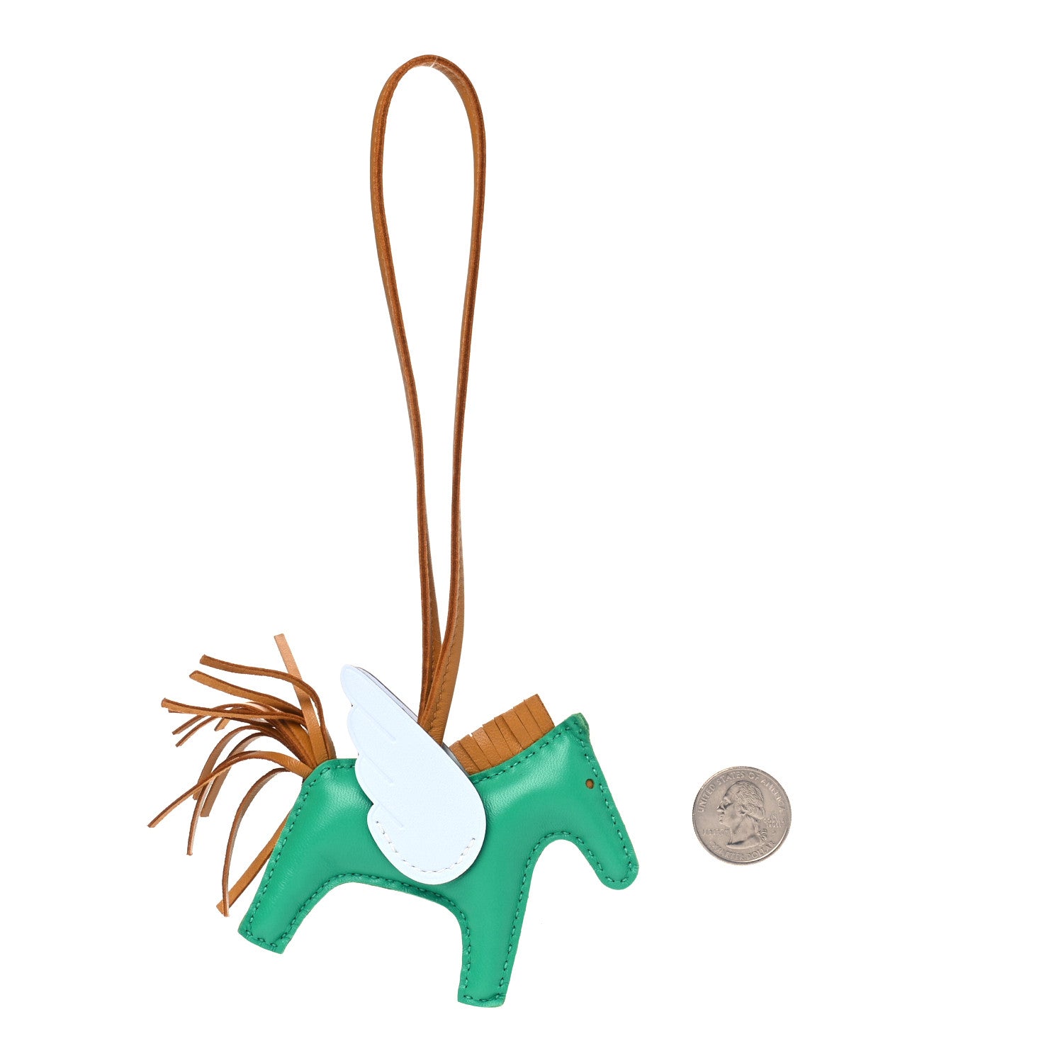 Hermes Milo Lambskin Grigri Rodeo Pegase Horse Bag Charm PM Menthe Sesame Bleu Brume 2 of 4