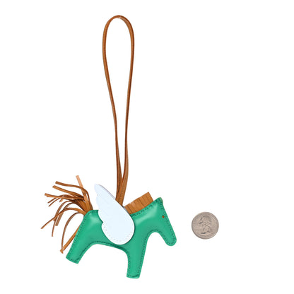Hermes Milo Lambskin Grigri Rodeo Pegase Horse Bag Charm PM Menthe Sesame Bleu Brume 2 of 4