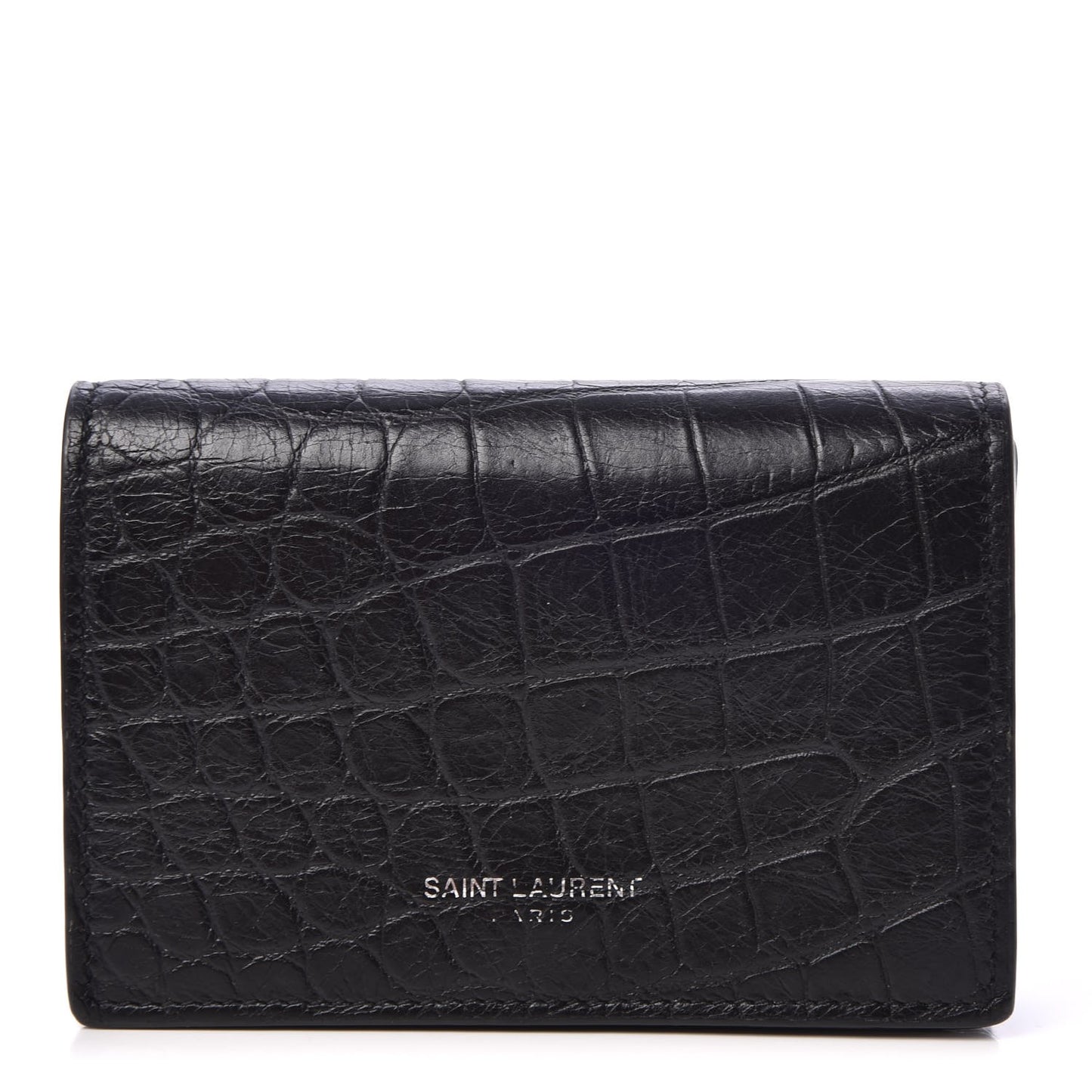 Calfskin Crocodile Embossed Business Card Case Black