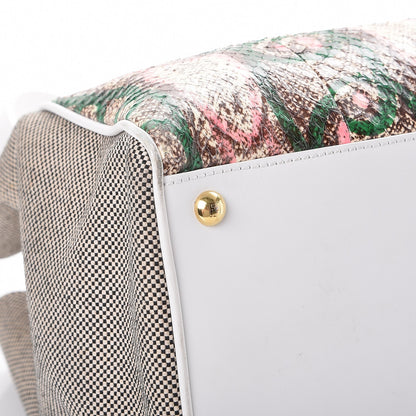 Fendi Snakeskin Canvas Medium 2Jours Tote Giada Rosa 12 of 15