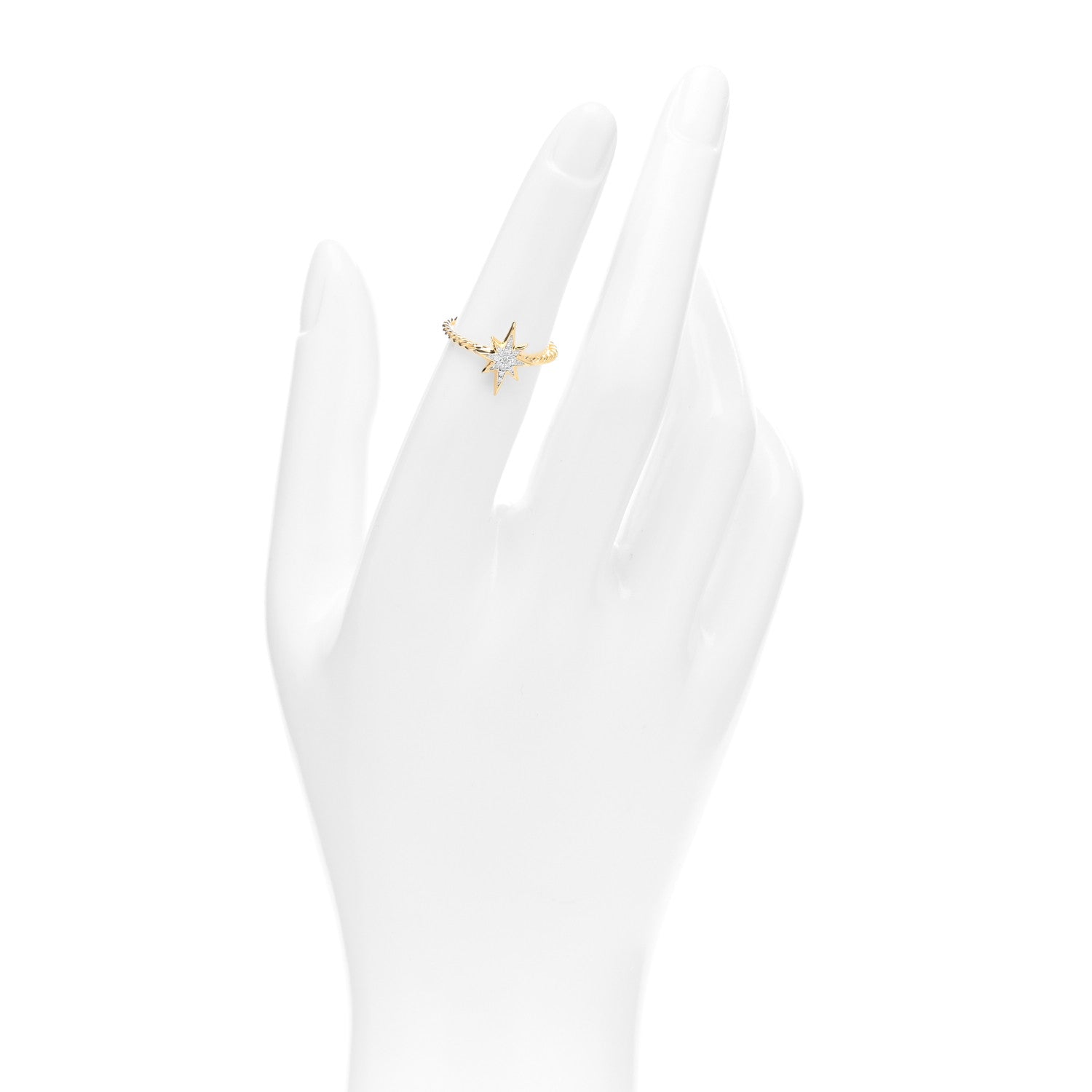 David Yurman 18K Yellow Gold Diamond Cable Collectibles North Star Stack Ring 49 5 2 of 5