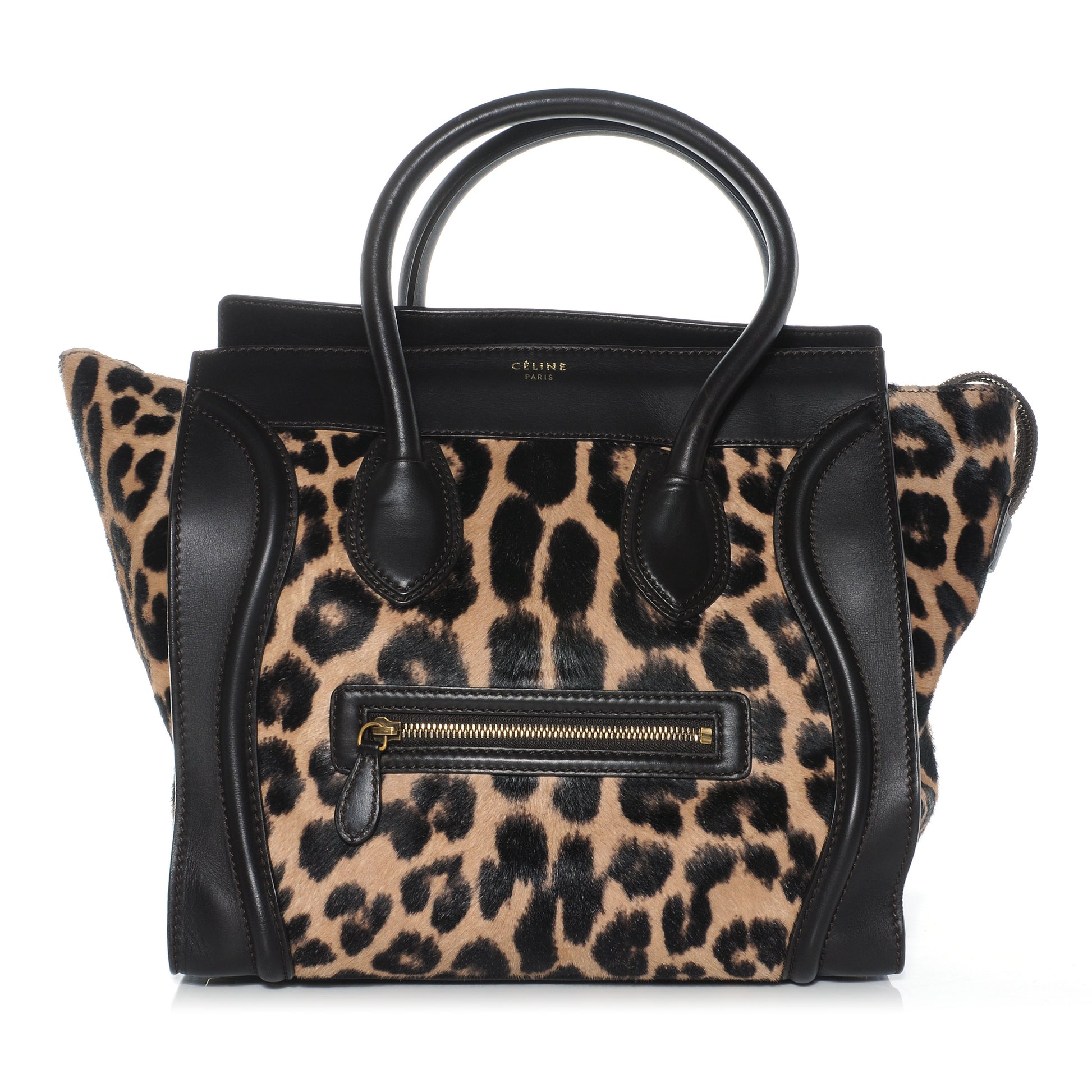 Celine Leopard Pony Hair Mini Luggage Brown 1 of 9