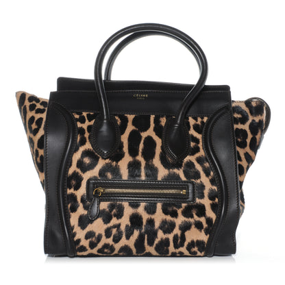 Celine Leopard Pony Hair Mini Luggage Brown 1 of 9