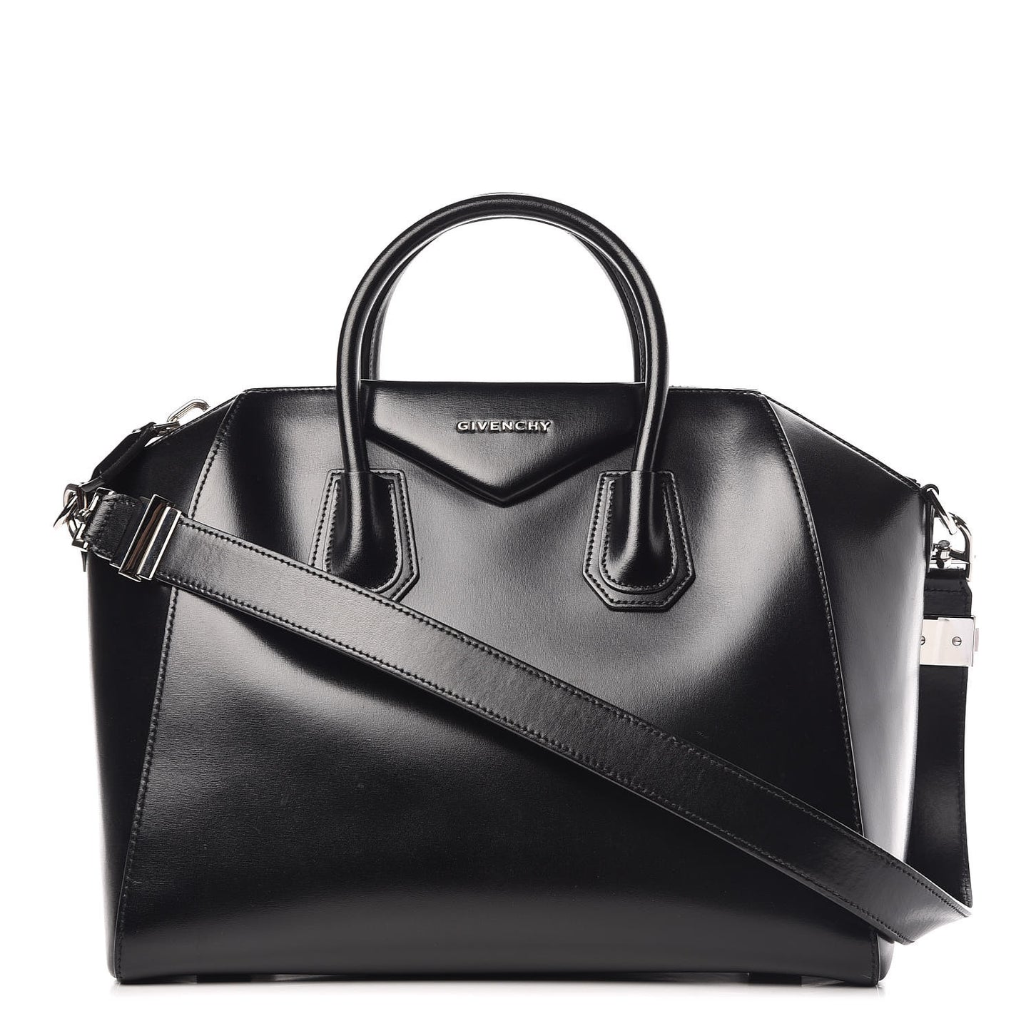 Shiny Lord Calfskin Medium Antigona Black