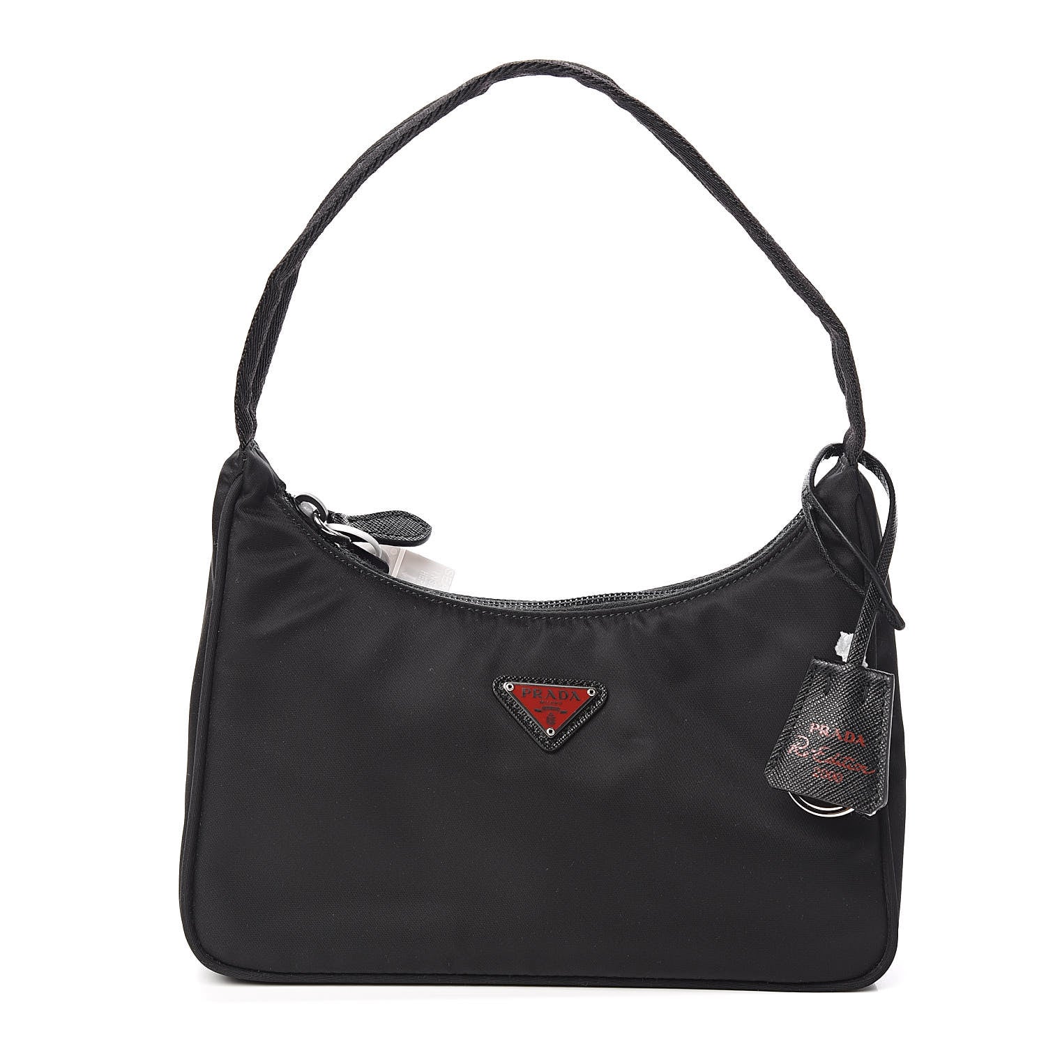 Prada Tessuto Nylon Saffiano Lunar New Year Mini Re-Edition 2000 Bag Black Fuoco 1 of 10