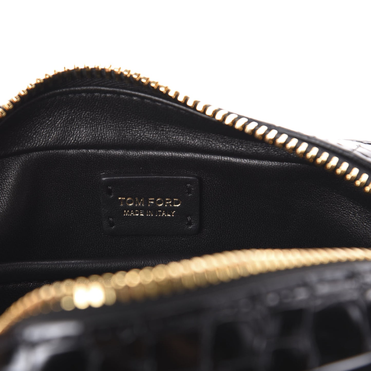 Crocodile Embossed Calfskin T Twist Camera Bag Black