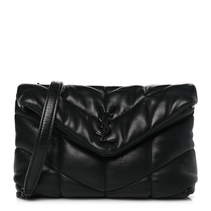 Saint Laurent Lambskin Quilted Toy Loulou Puffer Monogram Monochrome Chain Satchel Black 1 of 8