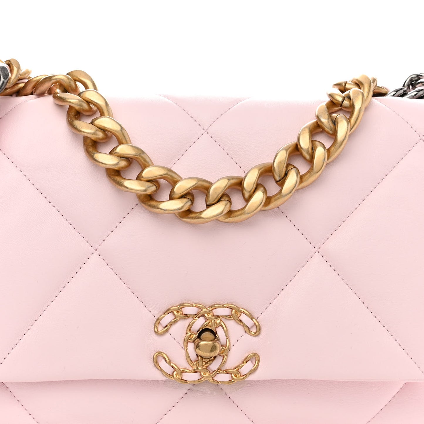 Lambskin Quilted Large Chanel 19 Flap Light Pink