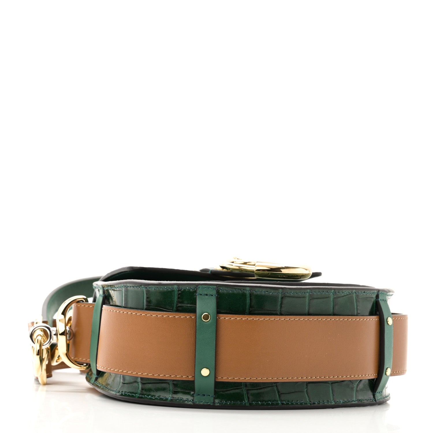 Chloe Calfskin Crocodile Embossed Small Tess Bag Woodsy Green 4 of 9