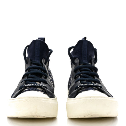 Christian Dior Technical Knit Calfskin Oblique Womens Walk'n Dior Mid Top Sneakers 35 Deep Blue 2 of 8
