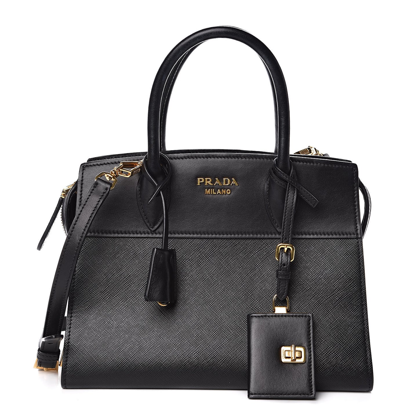 Saffiano City Calfskin Small Esplanade Tote Black