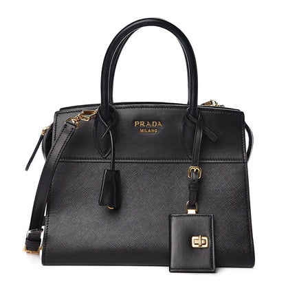 Prada Saffiano City Calfskin Small Esplanade Tote Black 1 of 9