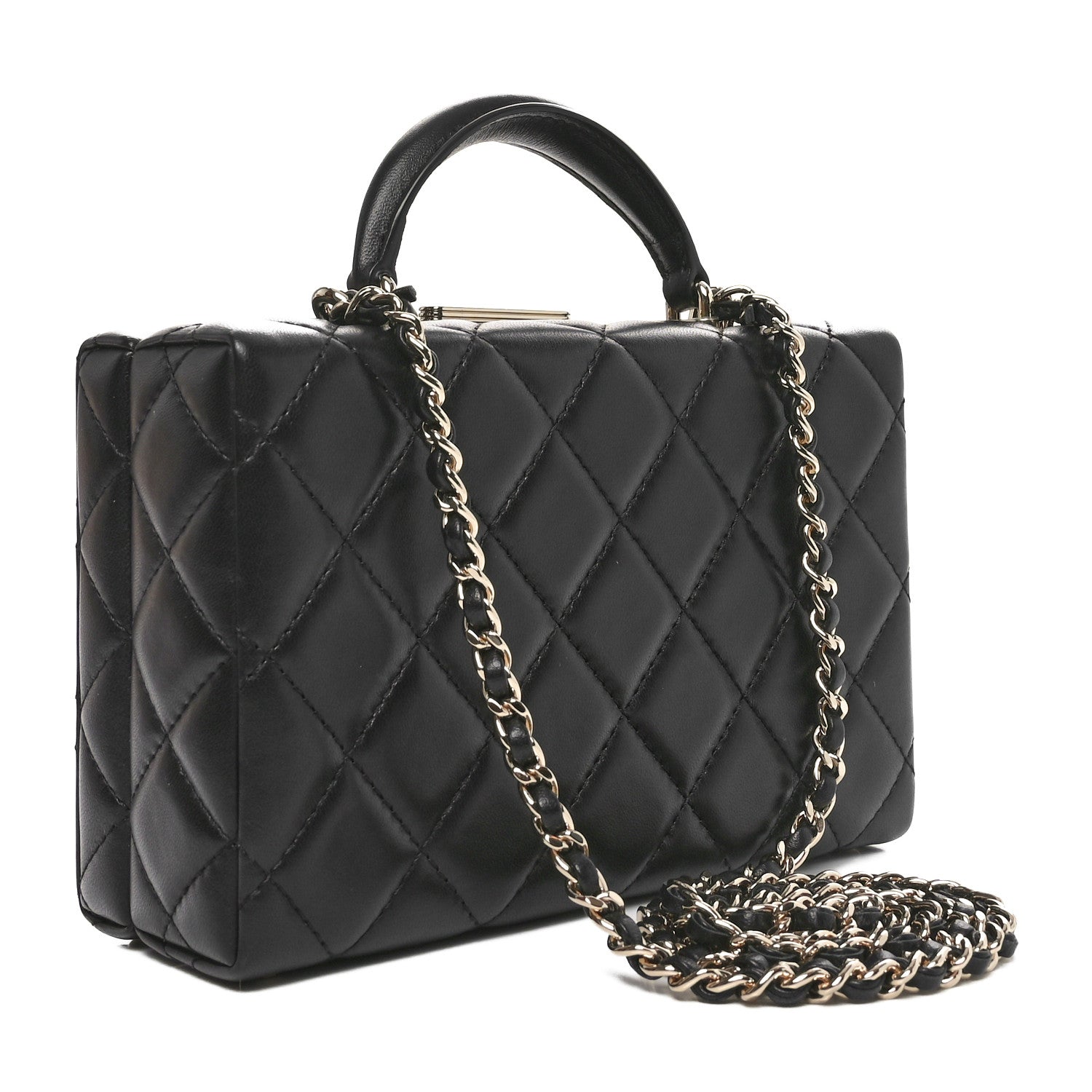 Chanel Lambskin Quilted Small CC Top Handle Box Bag Black 3 of 10