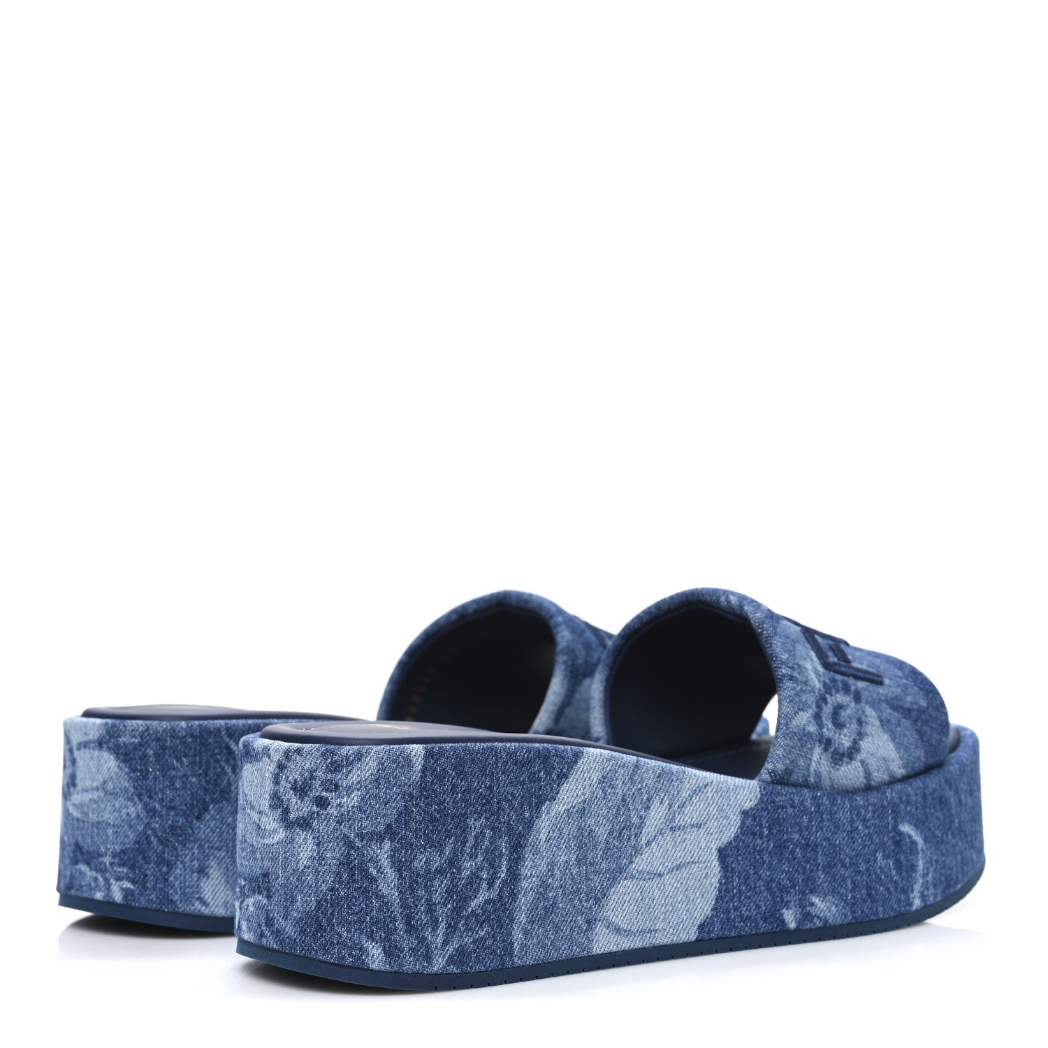 Fendi Denim Sea Garden Logo Sunshine Flatform Slide Sandals 38.5 Blue Medium Dark Blue 5 of 11