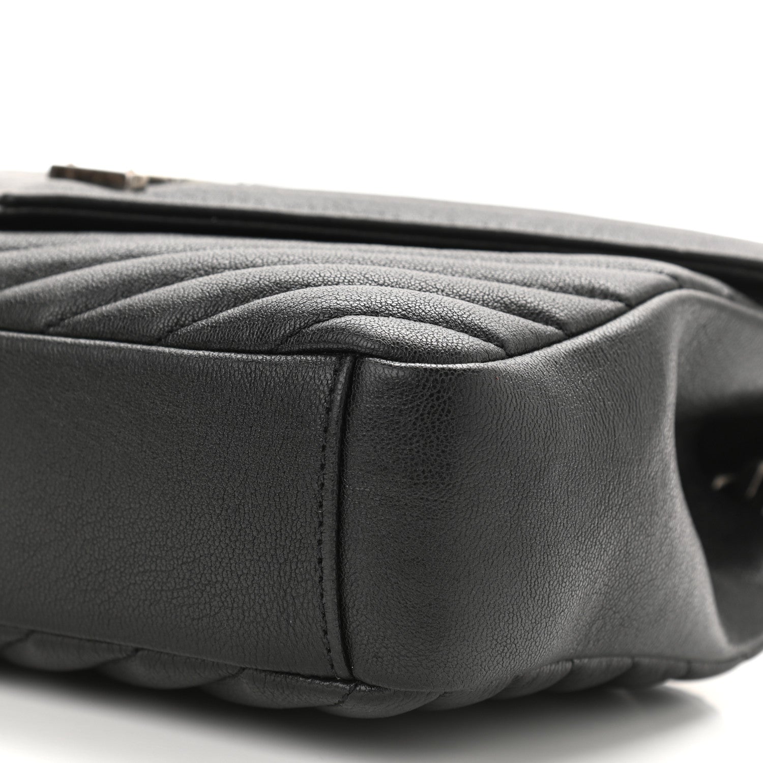 Saint Laurent Sheepskin Matelasse Chevron Monogram Medium College Bag Black 10 of 10