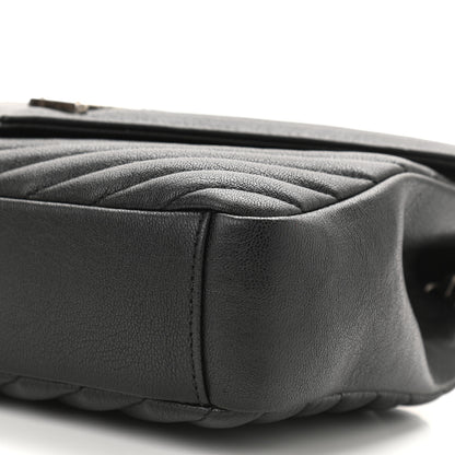 Saint Laurent Sheepskin Matelasse Chevron Monogram Medium College Bag Black 10 of 10