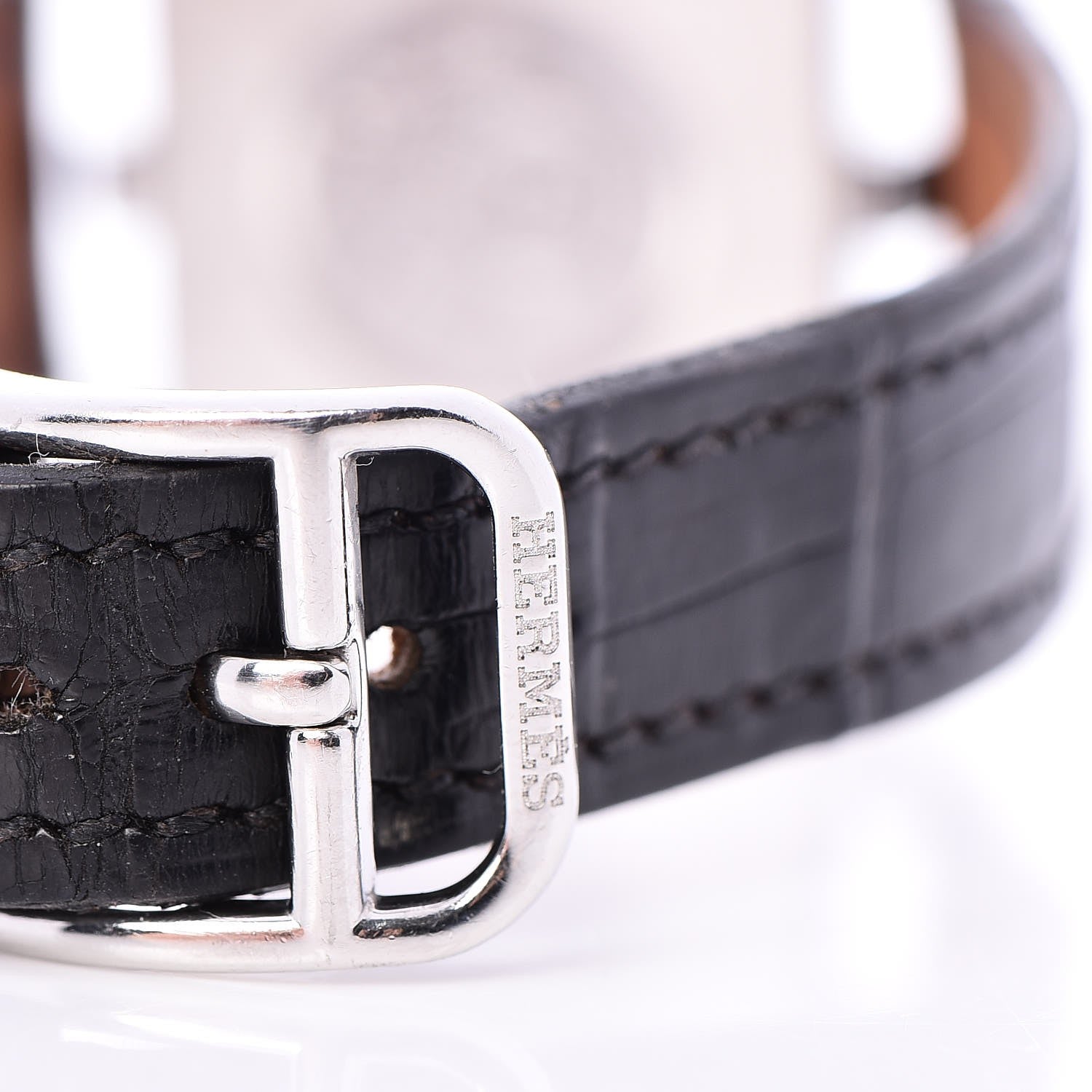 Hermes Stainless Steel Alligator 23mm Cape Cod Quartz Watch Noir 13 of 14