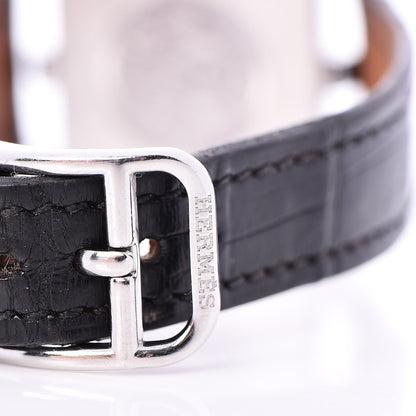Hermes Stainless Steel Alligator 23mm Cape Cod Quartz Watch Noir 13 of 14