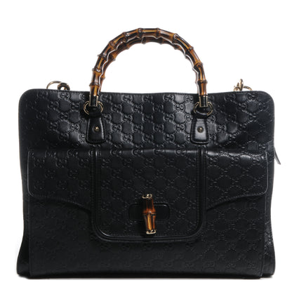 Gucci Guccissima Bamboo Messenger Bag Black 1 of 7