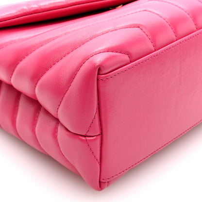 Saint Laurent Calfskin Y Quilted Monogram Small Loulou Chain Satchel Fresh Fuchsia 7 of 9