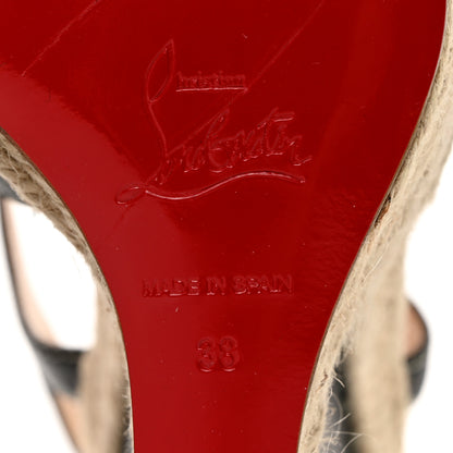 Christian Louboutin Calfskin Rope Zero Problem 140 Espadrille Wedges 38 Black 7 of 8