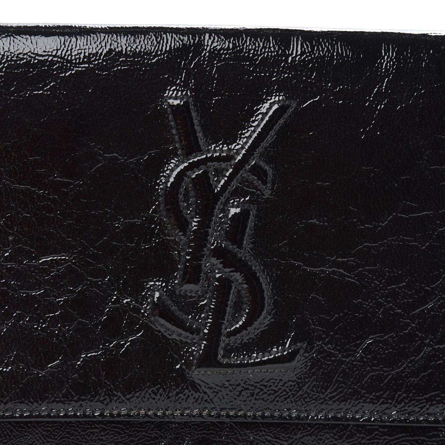 Saint Laurent Textured Patent Monogram Large Belle De Jour Clutch Black 7 of 7