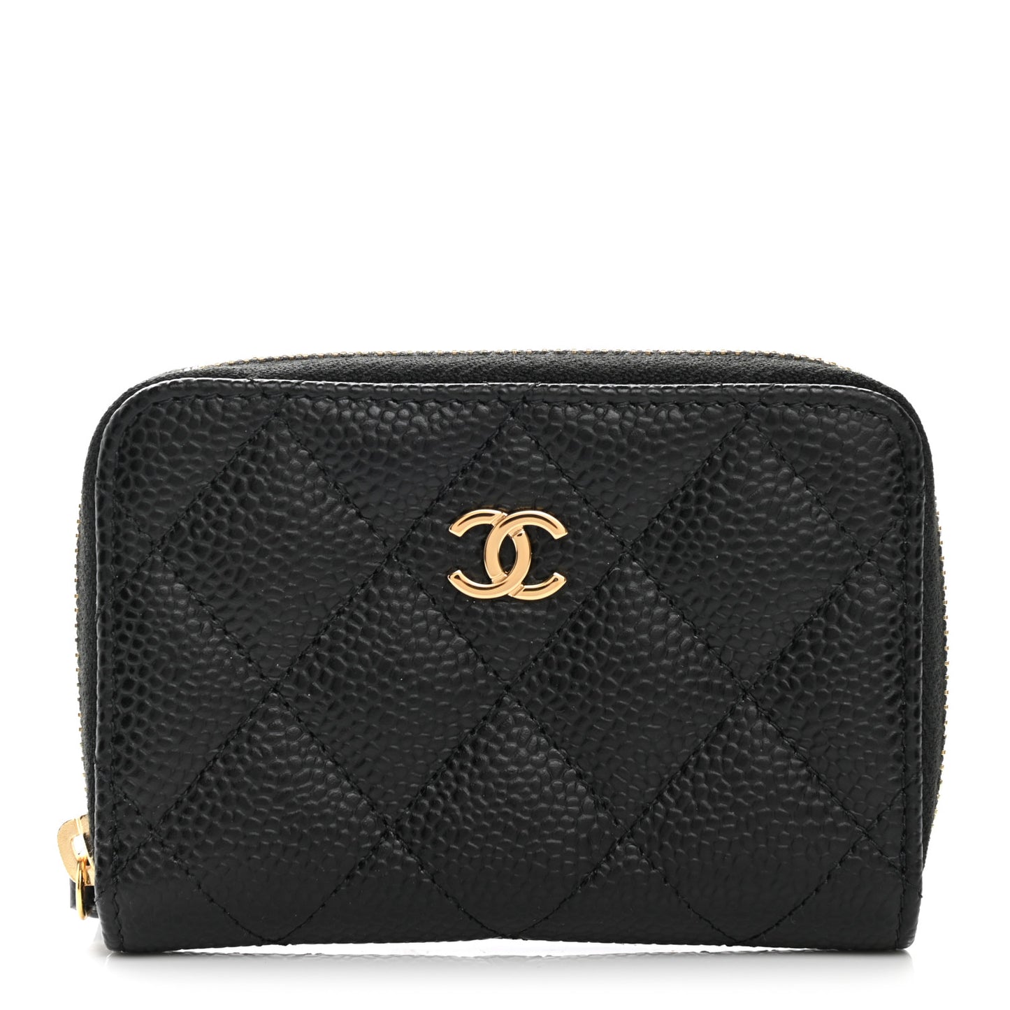 Caviar Quilted Classic Zipped Coin Purse Black