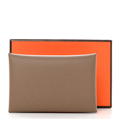 Hermes Epsom Calvi Card Case Etoupe 8 of 8