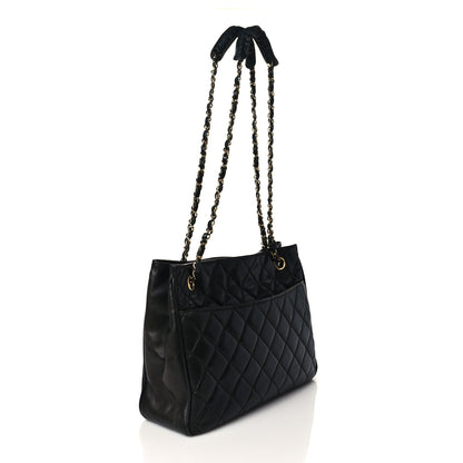 Chanel Lambskin Quilted CC Shopping Tote Black 2 of 9