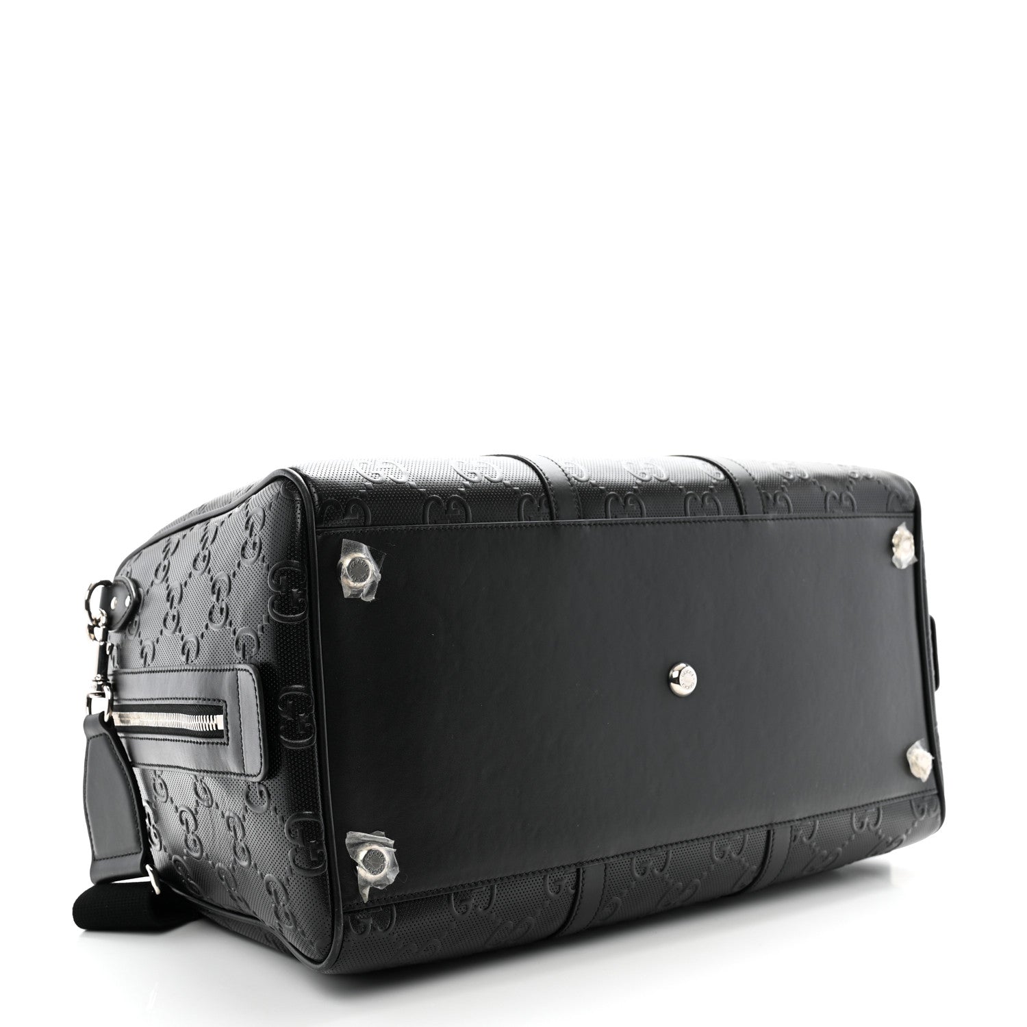 Gucci Calfskin GG Tennis Embossed Duffle Bag Black 3 of 13