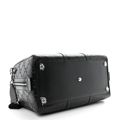 Gucci Calfskin GG Tennis Embossed Duffle Bag Black 3 of 13