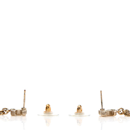 Chanel Glass Pearl CC Long Drop Earrings Gold 3 of 4