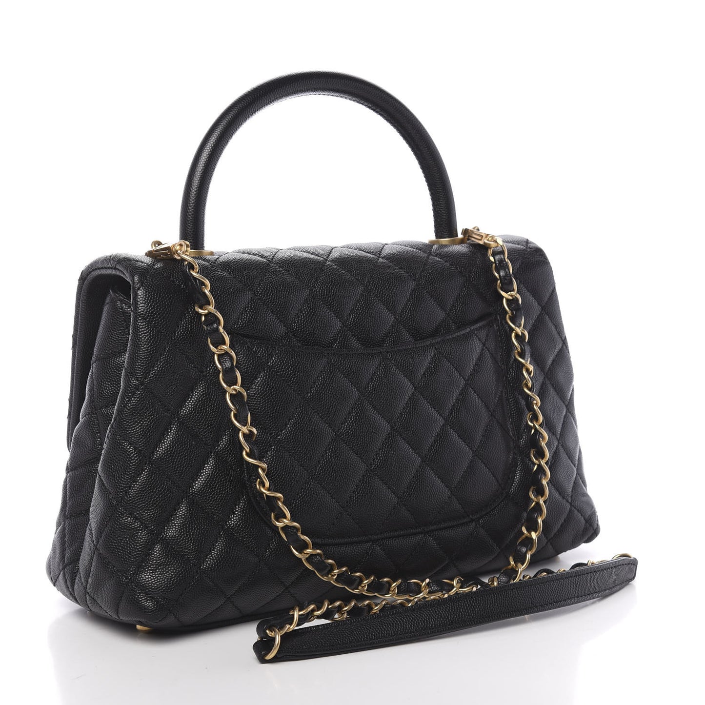 Caviar Quilted Small Coco Handle Flap Black