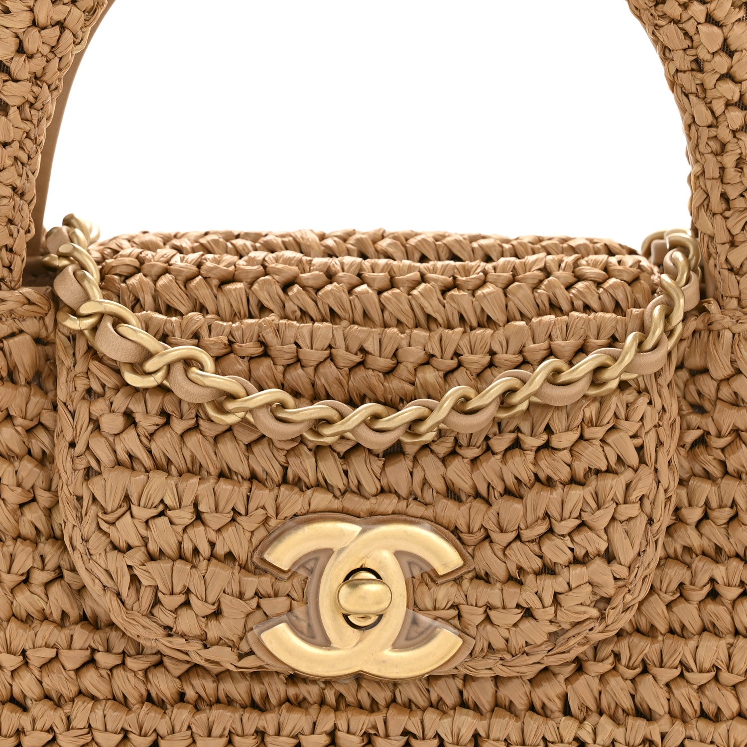 Chanel Braided Raffia Nano Kelly Flap Bag Dark Beige 1830805