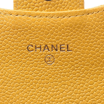 Chanel Caviar Quilted Flap Card Holder Wallet Yellow 6 of 9