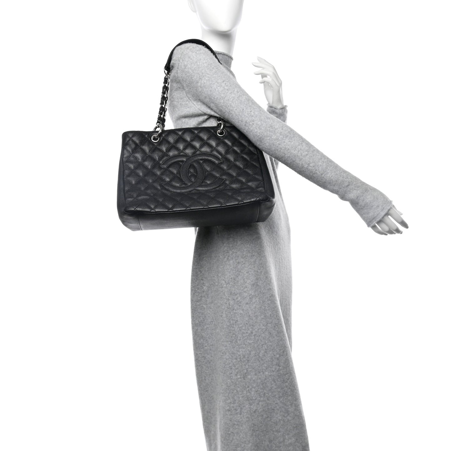 Caviar Quilted Grand Shopping Tote GST Black