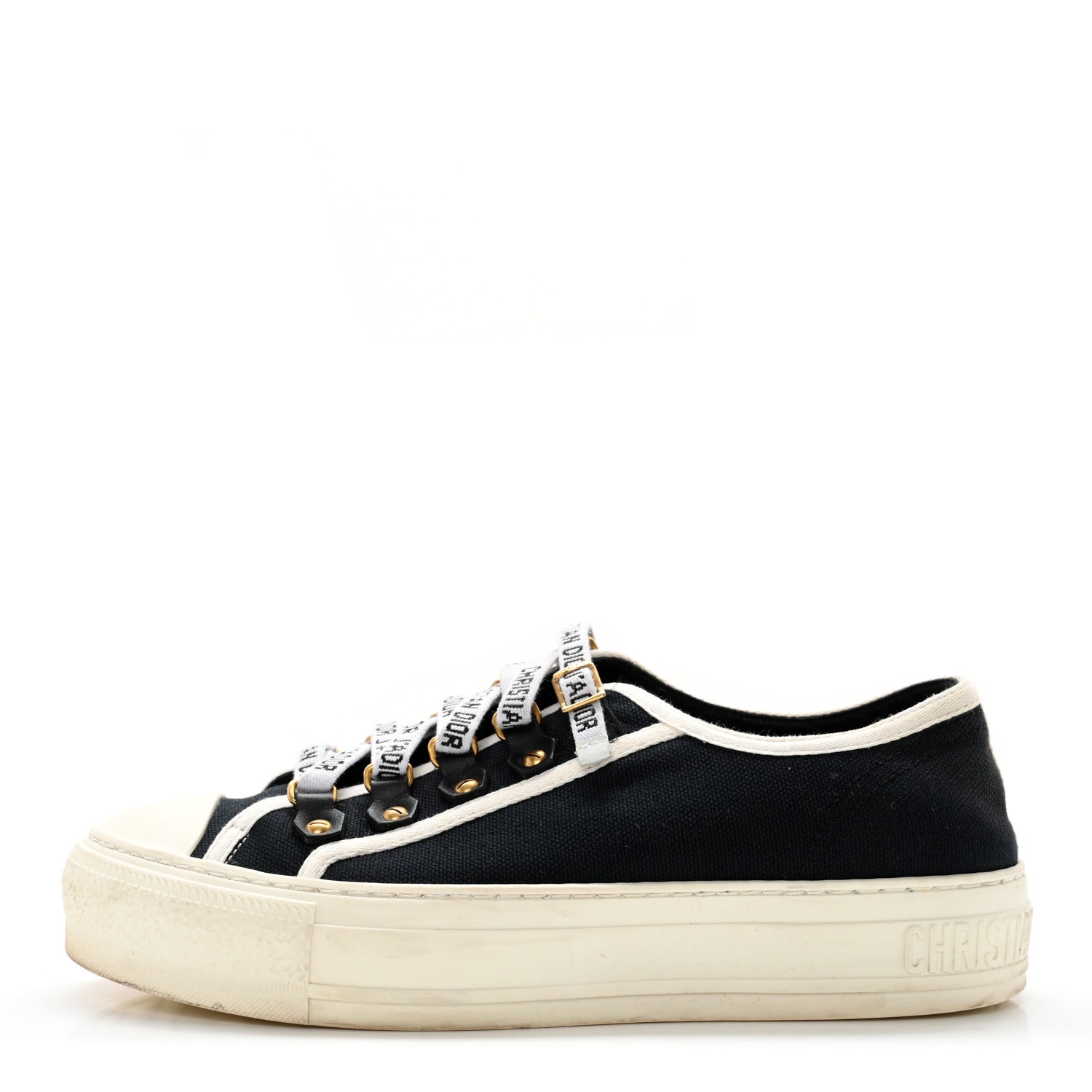 Christian Dior Canvas Dot Walk'N'Dior Low Top Sneakers 35.5 Black 1 of 13