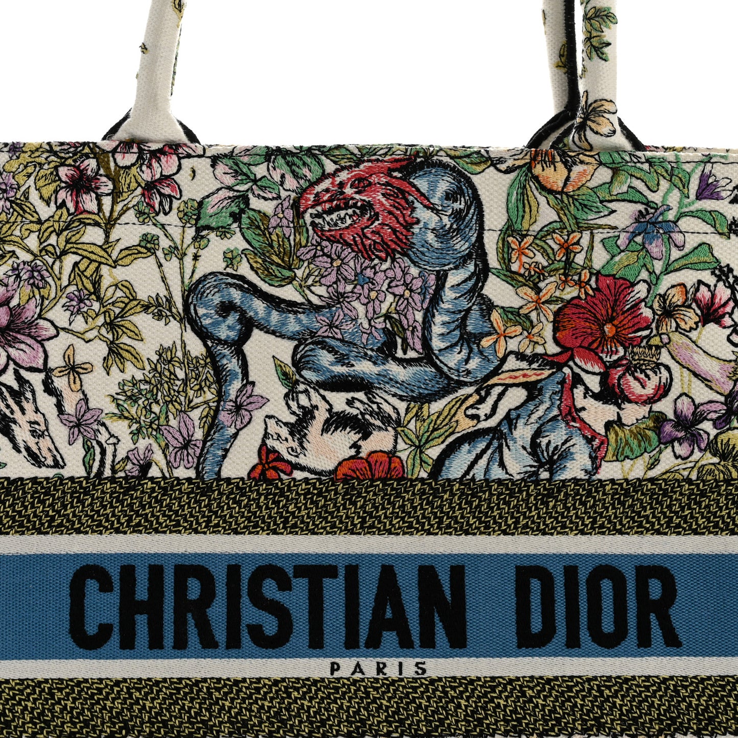 Canvas Embroidered Large D-Constellation Book Tote Latte Multicolor
