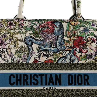 Christian Dior Canvas Embroidered Large D-Constellation Book Tote Latte Multicolor 8 of 13